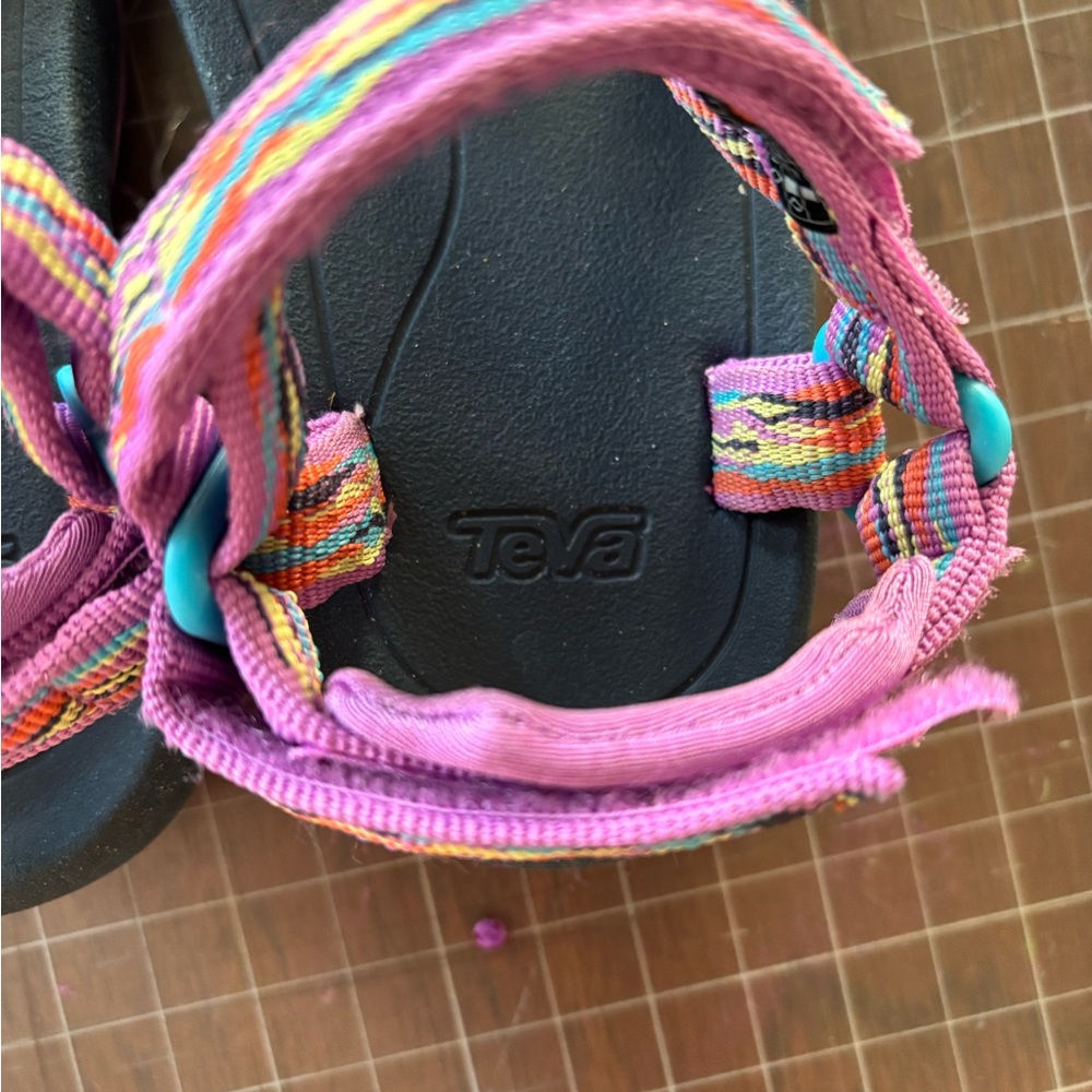 Teva Toddler Sandals Size 8 Pink Rainbow Sport Strap Outdoor Shoes - Picture 4 of 5
